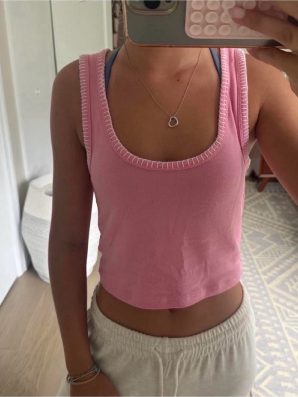 Z Supply Soft Pink Ribbed Scoop Crop Tank